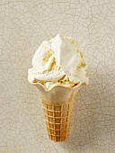 Vanilla ice cream in an ice cream cone