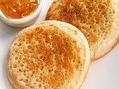 Crumpets with Marmalade; Close Up