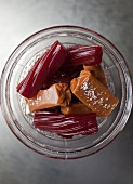 Chunks of salted caramel (USA) and fruit chews