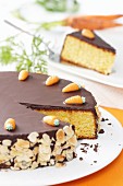 Carrot cake with chocolate coating