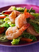 Prawn salad with savoy cabbage and carrots