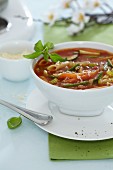 Vegetable soup with tomatoes and pasta