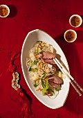 Asian cellophane noodle salad with duck breast
