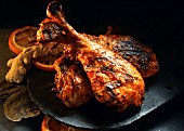 Barbecued turkey legs with orange and ginger