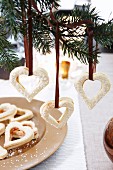 Rosehip hearts as Christmas tree decorations