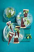 Chocolate tart with fresh peppermint
