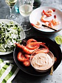 Prawns with lime mayonnaise and a salad