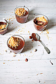 Frangelico chocolate pots with hazelnut praline