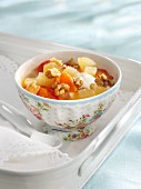 Yoghurt with apple & apricot compote and walnuts