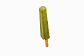 Green Popsicle on a White Background