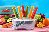 Fruit and Veggie Popsicles in an Ice Bucket