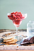 Berry sorbet in a dessert glass