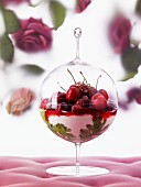 Cherry and geranium dessert