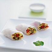Summer rolls on a white plate