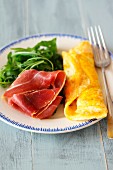 Omelette with Iberico ham and rocket