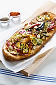 Oblong pizza with chargrilled vegetables