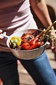 Grilled vegetables in a pan