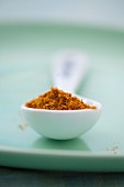 Curry powder in a porcelain spoon