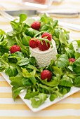 Ziegenkäse mit Himbeeren und Feldsalat