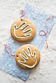 Two child's biscuits for hanging up (Christmassy)