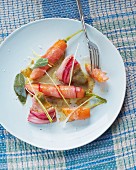 Artichokes and carrots with dressing