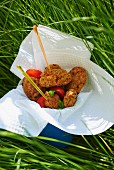 Falafel with tomatoes at a picnic
