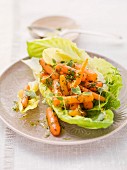 Lettuce with carrots, herbs and vinaigrette