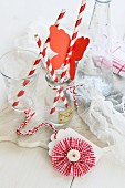 Craft idea for parties; paper butterfly on drinking straw