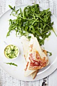 Sandwiches with bacon and rocket