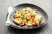 Grilled squash with balsamic vinegar and parsley