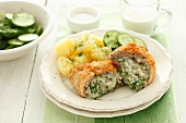 Rolled pork stuffed with Gorgonzola and herbs