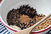 Spices for mulled wine in a bowl