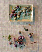 Ripe and unripe plums (view from above)