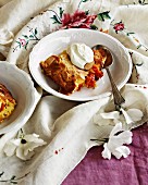 Clafoutis with apricots, almonds and rosemary