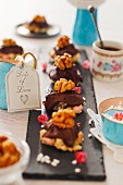 Petit fours with chocolate and walnuts