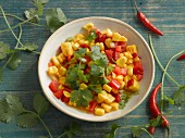 Salsa with sweetcorn, peppers and chilli