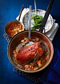 Goose breast in a whisky & cinnamon sauce with red lentils
