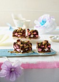 Rocky road slices with almonds and pistachios