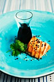 Grilled salmon with sesame seeds, Sweden.