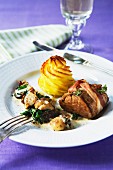 Filet of pork on plate, close-up