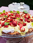 Strawberry cake, close-up