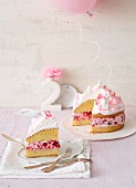 Raspberry and meringue layer cake for a birthday