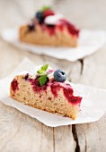 Two slices of berry cake