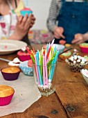 Colorful candles for muffins