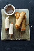 Spring rolls with a sesame seed dip