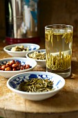 Arrangement of tea featuring green tea, honeysuckle tea and chrysanthemum tea
