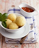 Potato dumplings in a small bowl