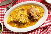 Agnello con cacio e uova (Lammfleisch mit Käse-Ei-Sauce, Italien)