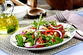 Tomato salad with peppers and feta