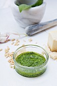 Pesto alla genovese with ingredients